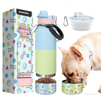Bouteille d'eau isotherme en acier inoxydable personnalisée Everich de 32 oz avec compartiment de rangement de 8 oz et bol pour chien