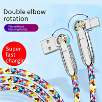 Cable USB Tipo-C Bidireccional Giratorio de 90 Grados, 3.28 Pies, 65W, Trenzado de Nailon, Carga Rápida para Laptop, Tablet, Teléfono, Laptops para Juegos