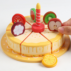 Ensemble <span class=keywords><strong>de</strong></span> jeu <span class=keywords><strong>de</strong></span> cuisine Montessori créatif, jouet sûr en bois pour couper les fruits et les gâteaux, jeu éducatif <span class=keywords><strong>de</strong></span> simulation pour enfants - Product Image 3