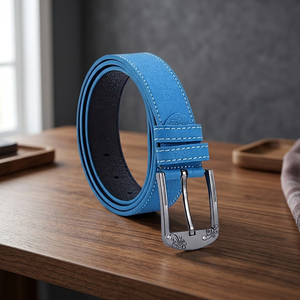 OEM ODM Customization Acceptable Genuine Leather Boys Men's Vintage Square Pin Steel Waterproof Real Cow Hide 3.8CM Width Belt - Product Image 1