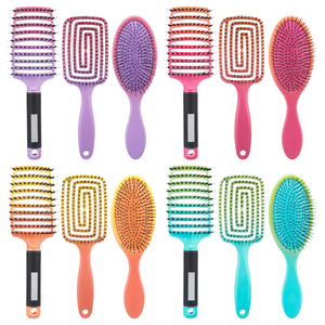 Brosse à <span class=keywords><strong>cheveux</strong></span> en nylon dégradée en plastique pour le massage du cuir chevelu avec logo personnalisé - Product Image 6