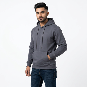 Vente en gros de sweats à capuche Hombre de haute qualité, amples, surdimensionnés, vierges, épais (350g), avec logo personnalisé et cordons - Product Image 1