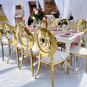 เก้าอี้เหล็กสแตนเลสสีทองแบบซ้อนได้สำหรับงานแต่งงานและกิจกรรมกลางแจ้ง - เฟอร์นิเจอร์เชิงพาณิชย์ที่ทนทาน - Product Image 1