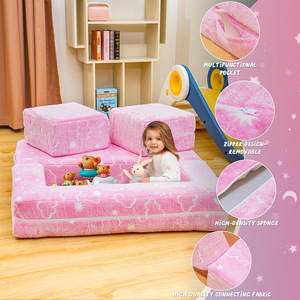 Canapé de jeu pour enfants, blocs de construction, tapis en mousse souple, jouet éducatif pour 2 à 4 ans, utilisation domestique, options de couleur rose - Product Image 3