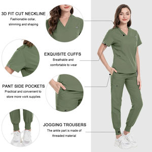 Женские и мужские штаны для бега с V-образным вырезом, набор медицинских скрабов с логотипом на заказ для медсестер, врачей, оптовая продажа, больничная форма, костюм - Product Image 2