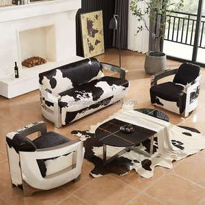 Ensemble de canapés <span class=keywords><strong>et</strong></span> fauteuils <span class=keywords><strong>vintage</strong></span> industriels en <span class=keywords><strong>cuir</strong></span> de vache véritable avec <span class=keywords><strong>fauteuil</strong></span> en <span class=keywords><strong>acier</strong></span> inoxydable pour appartements, hôtels <span class=keywords><strong>et</strong></span> salons - Product Image 3