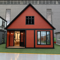 Rumah Modular Prefabrikasi Premium Berkualitas Tinggi Model A-Frame Terbaru, Dapat Dilepas Pasang, Tampilan Kayu, Kit Rumah Kontainer