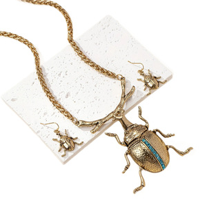Conjunto de Joyería de Insectos, Aleación de Zinc Dorada, Diseño de Escarabajo con Pedrería, Accesorio de Moda para Fiesta para Mujer - Product Image 5