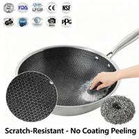 Wok en acier inoxydable 410 à nid d'abeilles en gros, 1 couche, 30-36 cm, pour usage en restauration