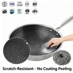 Wajan Sarang Lebah Stainless Steel 410 Grosir 1 Lapis 30-36cm untuk Restoran - Product Image 2