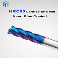 Fraise carrée en carbure monobloc HRC65 à 4 dents avec revêtement Nano Blue pour acier inoxydable, fraiseuse CNC
