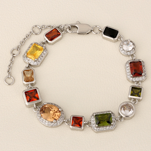 Collar de piedra multicolor de 10MM para hombres y mujeres, joyería de Hip Hop, piedra preciosa, rojo, azul, negro, CZ, cadena ajustable, collar de Zirconia colorida - Product Image 6