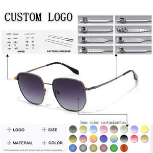Gafas de sol rectangulares unisex con montura metálica completa, lentes verdes, protección UV400, gafas para exteriores - Product Image 2