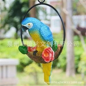 Ornement de perroquet en résine, décoration de jardin, balcon extérieur, cour, artisanat animal suspendu, décor d'oiseau coloré - Product Image 3