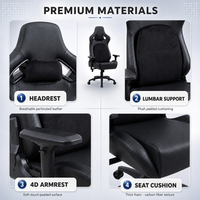 Chaise de bureau ergonomique en cuir de luxe, pivotante à 360 degrés, réglable en hauteur, avec support lombaire, pour salle de jeux