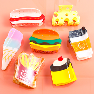 <span class=keywords><strong>Ume</strong></span> OEM 2026 Horquillas Personalizadas de Acetato con Diseños Variados de Hamburguesa, Papas Fritas y Helado, Elegantes y Modernas para Peinados Femeninos - Product Image 1