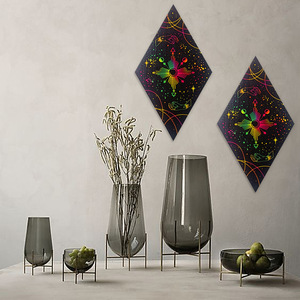 Decoraciones de pared de madera en stock, cartas de tarot de madera, forma geométrica de diamante, adecuadas para dormitorio y sala de estar, estilo bohemio. - Product Image 3