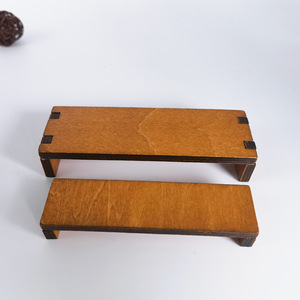 Japanese Style Wooden <b>Bench</b> <b>Set</b> Peach Wood Color Rectangle Shape <b>Table</b> Decoration Accessories - Product Image 1