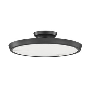 Plafonnier semi-suspendu moderne classique en bronze huilé et tissu blanc |   Éclairage doux pour les chambres d'hôtel et les couloirs - Product Image 3
