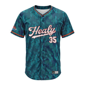 Men Women Quick Dry Polyester <b>Camo</b> Baseball Jersey All Over Sublimation Print Red Piping Short Sleeve Button Up Softball Tee - Product Image 3