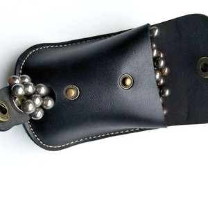 Ztc442 Leather Marble Bag For <b>Slingshot</b> Steel Ball Storage Portable Waist Carry Case With Snap Closure Black - Product Image 4