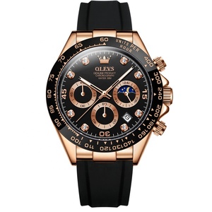 Cronógrafo de marca personalizado, reloj deportivo multifuncional para hombre, resistente al agua, movimiento multifunción, banda de silicona, reloj Masculino - Product Image 4