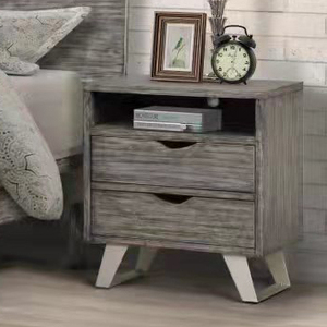 Cómoda industrial gris de madera con espejo - Cómoda de dormitorio con tiradores integrados - Product Image 4