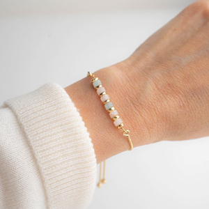 Pulsera <span class=keywords><strong>de</strong></span> <span class=keywords><strong>fertilidad</strong></span> Regalo para mamá <span class=keywords><strong>piedra</strong></span> lunar cuarzo rosa aguamarina cuentas pulsera embarazo ajustable - Product Image 2