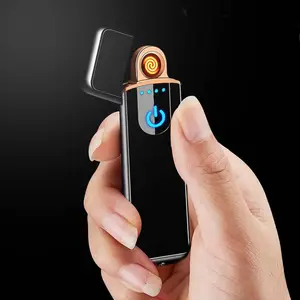 Mini Winddichte Tweezijdige Aanraaksensor Metalen Vlamloze Oplaadbare Elektronische Usb-Sigarettenaansteker