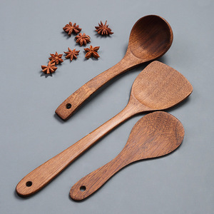 Wooden Spatula Set 5 Pieces Heat Resistant Long <b>Handle</b> Kitchen Cooking Tools For Wok And <b>Pan</b> Use - Product Image 2