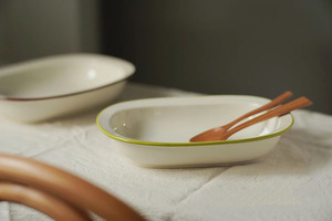 Rechteckige tiefe Schale im japanischen Stil Korean Ins Advanced Sense Green Edge Keramik platte - Product Image 5