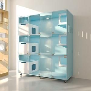 Solid <strong>Wood</strong> &amp; Glass Cat Shelter Villa Breathable Pet <strong>House</strong> - Product Image 5