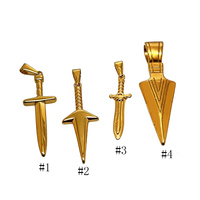Pendentif épée vintage de la clôture, 32mm, 1 pièce, pendentif de poignard en acier inoxydable, bijoux religieux pour hommes, croix en or