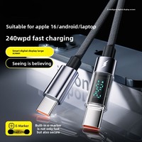 Cable USB C con Apagado Automático Inteligente de 240W, Pantalla Digital Transparente, Cable de Carga Rápida USB-C - PD 27W para iPhone 15 14 Apple