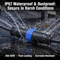 Industrieller Energiespeicher M25 3+8 Pin Hybrid Wasserdichter Steckverbinder Kupfer Silberbeschichtung 30A+5A Push-Lock IP67 für Rundsteckverbinder