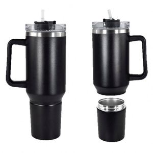 Vaso Térmico Personalizado 2 en 1 de 40 oz, de Acero Inoxidable, con Aislamiento al Vacío para Bebidas Frías y Calientes, con Asa - Product Image 1