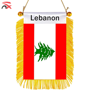 Vente en gros de drapeaux de <span class=keywords><strong>voiture</strong></span> suspendus en satin de différents pays, Mexique, Liban, drapeaux nationaux, fanions, bannières avec pompon - Product Image 6