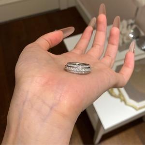 S925 <b>Silver</b> Light Luxury Advanced Classic Full Circle Diamond <b>Ring</b> Inlay <b>Set</b> with Rotating Zircon Heavy Industry - Product Image 5