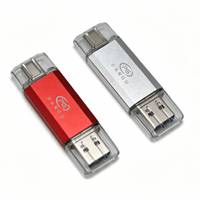 Flash Drive Enkripsi USB2.0 Type-C Antarmuka Ganda Berbahan Aluminium Alloy Baru Tahan Air 16GB-128GB Garansi 2 Tahun Logo Dapat Disesuaikan