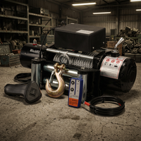 Treuil électrique 12V 300lbs, treuil automatique portable avec câble en acier de 10m pour camionnette, VTT, UTV, récupération, remorquage