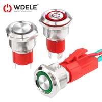 19MM Grand Courant Style de Puissance LED Acier Inoxydable Métal Bouton Poussoir Ip67 Bouton Poussoir