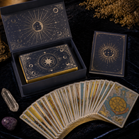 Cartes de tarot en gros avec impression couleur, bord doré et feuille d'argent, avec boîte magnétique et livret
