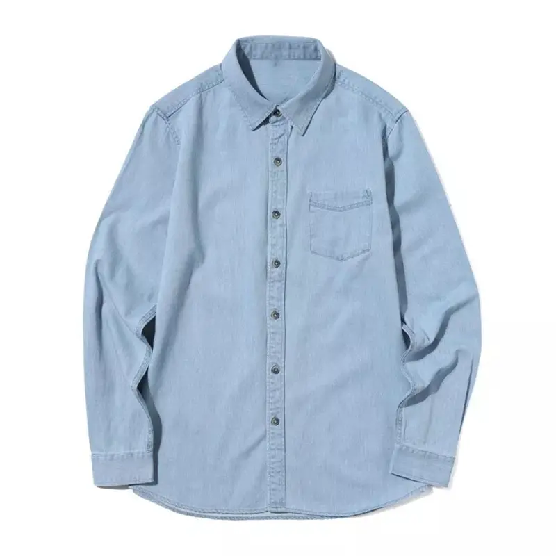 Herren Langarm Workshirt Button Value Denim Oxford Shirt Relaxed Fit Ripstop Chambray Shirt