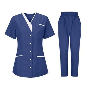 Haut à manches courtes et col en V de style européen et américain, uniforme pour salon de beauté, médecin, infirmière, soignante, technicienne - Product Image 4