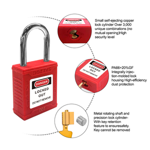 <span class=keywords><strong>Candado</strong></span> de Seguridad de Plástico <span class=keywords><strong>Rojo</strong></span> Impermeable Personalizado de 38 mm para Bloqueo de Equipos Industriales con Llave Maestra, Fabricante OEM - Product Image 3