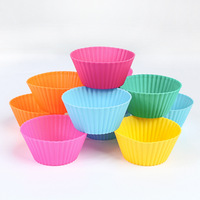 Moules à muffins ronds en silicone 11 couleurs, qualité alimentaire, pour gâteaux et biscuits, outils de cuisson antiadhésifs, 7 cm et 9 cm