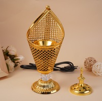 Encensoir Électrique en Métal Style Arabe Dubaï avec Couvercle, Brûleur d'Encens Électrique Personnalisable avec Prise
