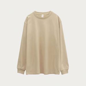 Men's 250gsm 100% Cotton Long Sleeve T-<b>Shirt</b> Oversize Hooded with Custom Logo Printing Winter Loose Fit Knitted Fabric - Product Image 3