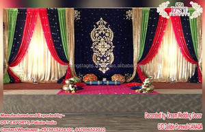 Magnífico Sangeet fase vaporosa decoración del sur de Asia Zari Mehndi telón de fondo cortinas boda Mehndi etapa telón de fondo - Product Image 6