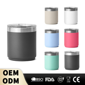 LOGO YET1 Tazza Impilabile Lowball da 10 oz, in Acciaio Inossidabile, Tazza per Espresso con Isolamento Sottovuoto e Coperchio MagSlider - Product Image 1